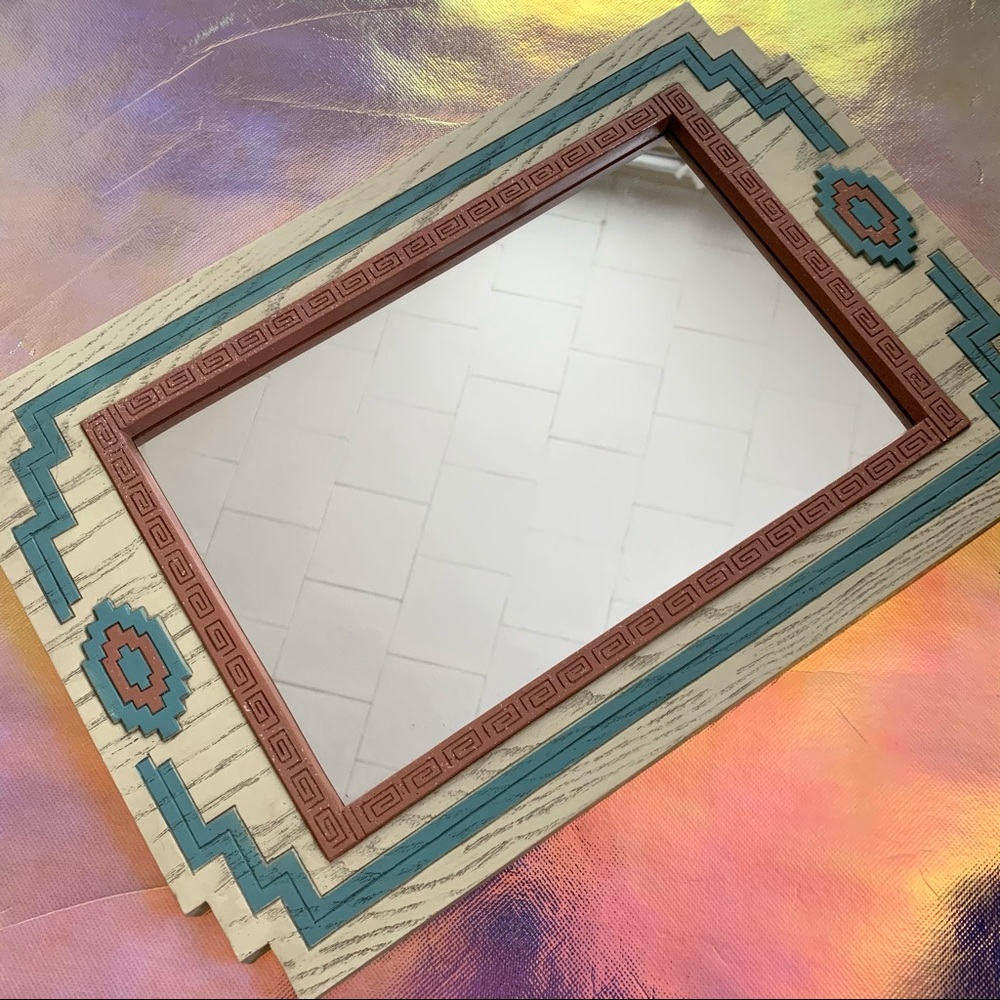 COPY - Vintage Southwest Boho Decor Aztec Mirror 70s/80s